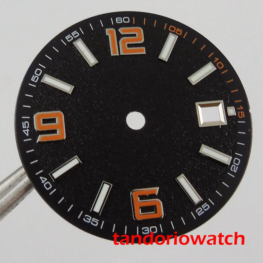 31.5mm Watch Dial Fit for ETA 2824 2836 MIYOTA82 Series Movement Date Window Black/Blue/Green Color Watch Parts Replacements