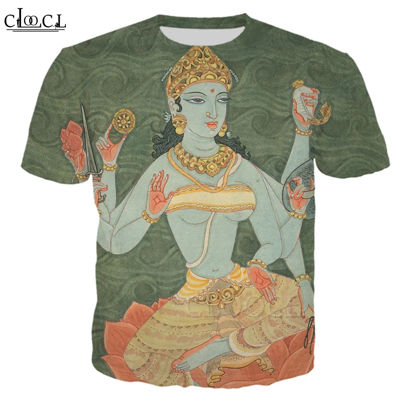 CLOOCL Indian Goddess 3D Print Mens Women T Shirt Harajuku Fashion Short Sleeve Shirt Summer Hot Selling Unisex All-match Tops