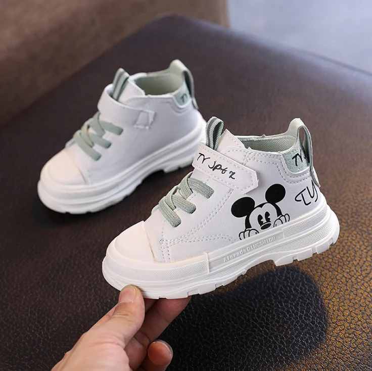 Disney Autumn Winter Mickey mouse Boys Cotton Child sneakers Warm Kids Cartoon Casual Shoes For GirlS Sports Shoes