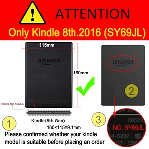 Casing Kindle Kain Pintar Magnetik Untuk Kindle Generasi ke-8 SY69JL 2016 Cangkang Pintar Kulit Penutup Lipat Cangkang Tidur Otomatis Bangun 6 casing kindle generasi ke-8 dengan penjualan terbaik - №