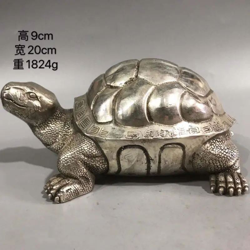 white Copper Statue Pure Cupronickel longevity turtle ornament Fengshui home living room turtle ornament crafts ware 1824g