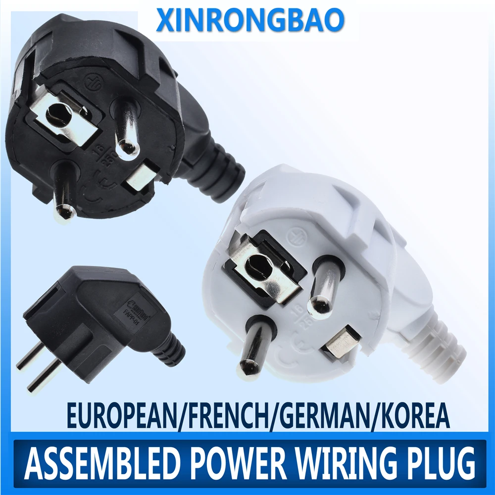 EU Power Adaptor Plug 16A 250v Electrical Plug PP Flame Retardant German France Wiring Assembly Male Plug Europe Detachable Plug