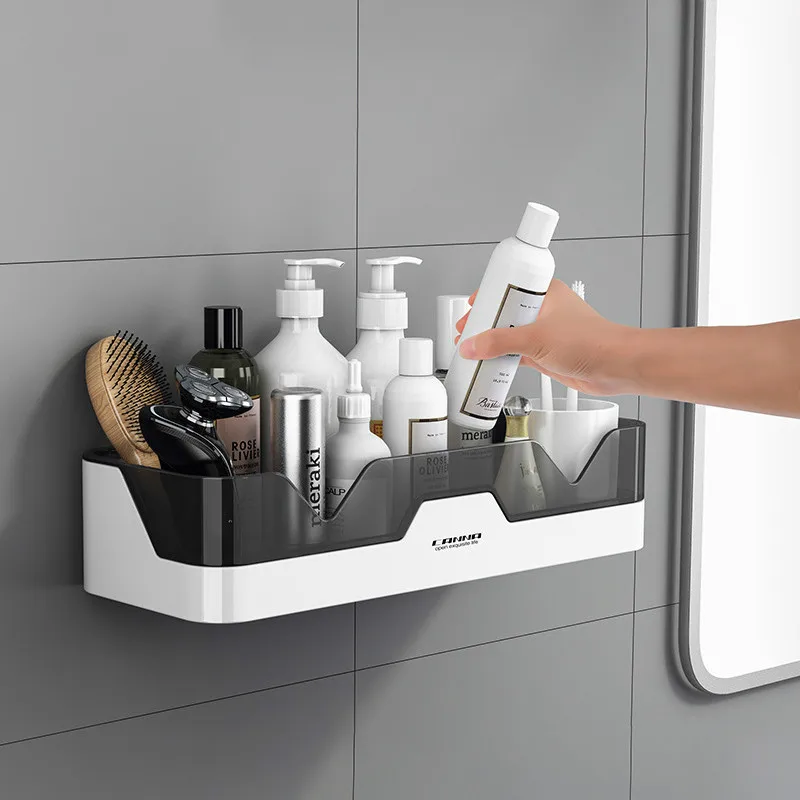 Wall-Mounted Non-Perforated Kitchen And Bathroom Supplies Shelf Can Drain Cosmetic Storage Rack Furniture Essential