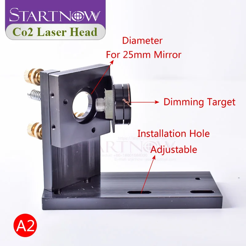 Startnow conjunto de cabeça laser co2 com dispositivo de calibração de caminho laser dia.20/lente fl 50.8 e 101.6mm d25/suporte de montagem integrado de espelho