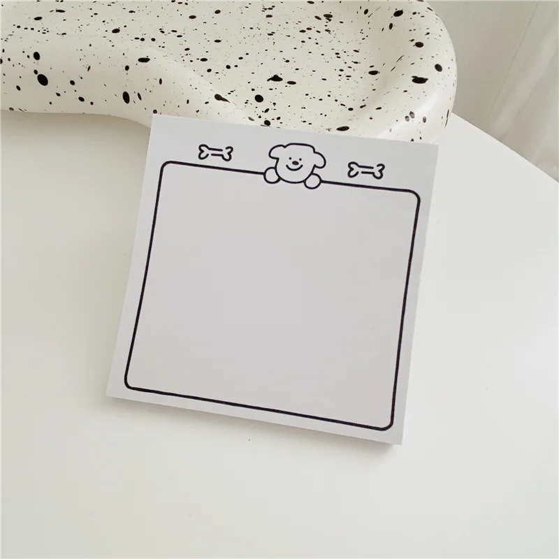 Ins Cartoon Cute Brief Strokes Bear Memo Pad Black White Frame Record Message Paper Notebook Kawaii School Stationery 50 Sheets