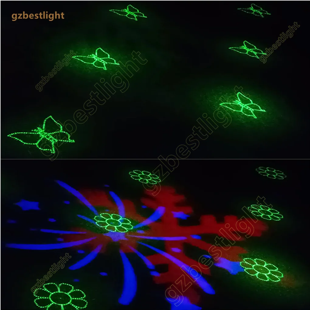 최고의 휴대용 6 LED RGBW 꿀벌 눈 렌즈 미니 레이저 프로젝터, 크리스마스 무대 생일 파티 조명 쇼에 이상적