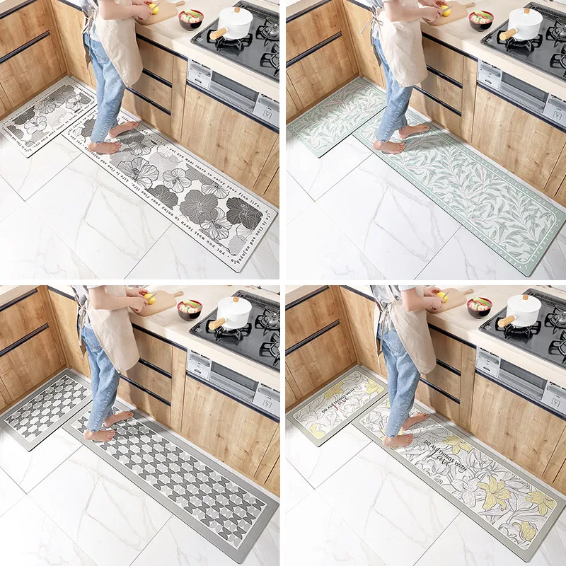 PVC Non-Slip Kitchen Mats LaundryRoom Entry Rugs Washable Waterproof And Oil-proof Modern For Kitchen Decorative Carpets