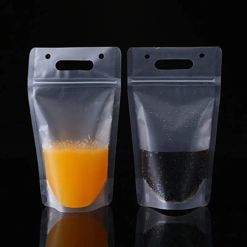 500/1000/2000Pcs Drinking Juice Plastic Bag Beverage Frosted Bag with Handle Soup Liquid Bag Kitchen Freezing No Straw wholesale