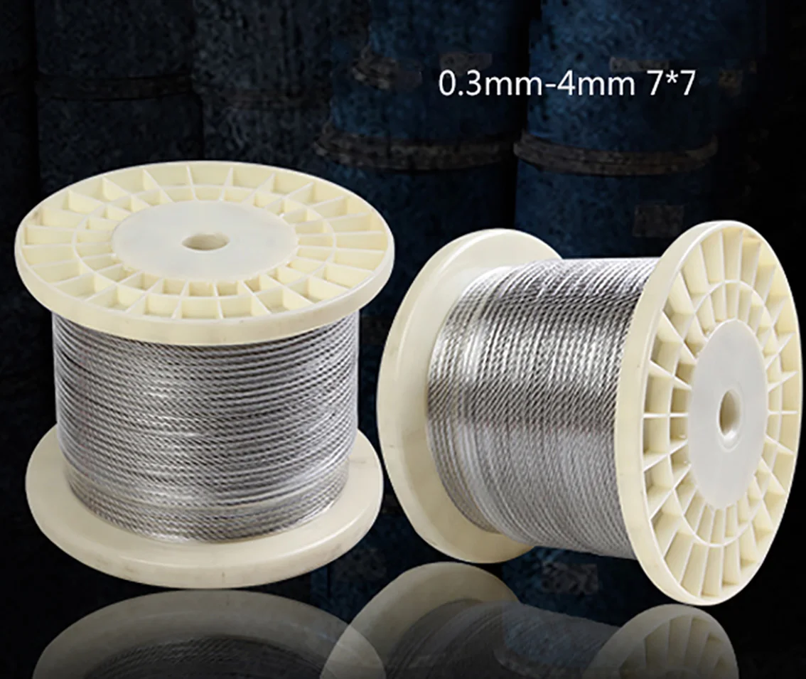 10Meters 304 Stainless Steel Wire Rope 7*7 Cable Clothesline 1.5mm/1.8mm/2.5mm/3mm/4mm Soft Fishing Lifting Cable Rustproof