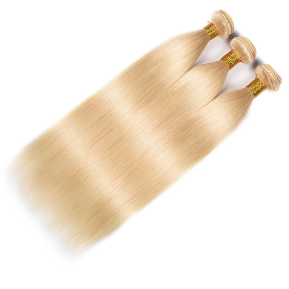 613 Blond Steil Haar Bundels Peruaanse Remy Human Hair Extension Honey Blonde Bundels Menselijk Haar 10- 30 Inch Gratis verzending