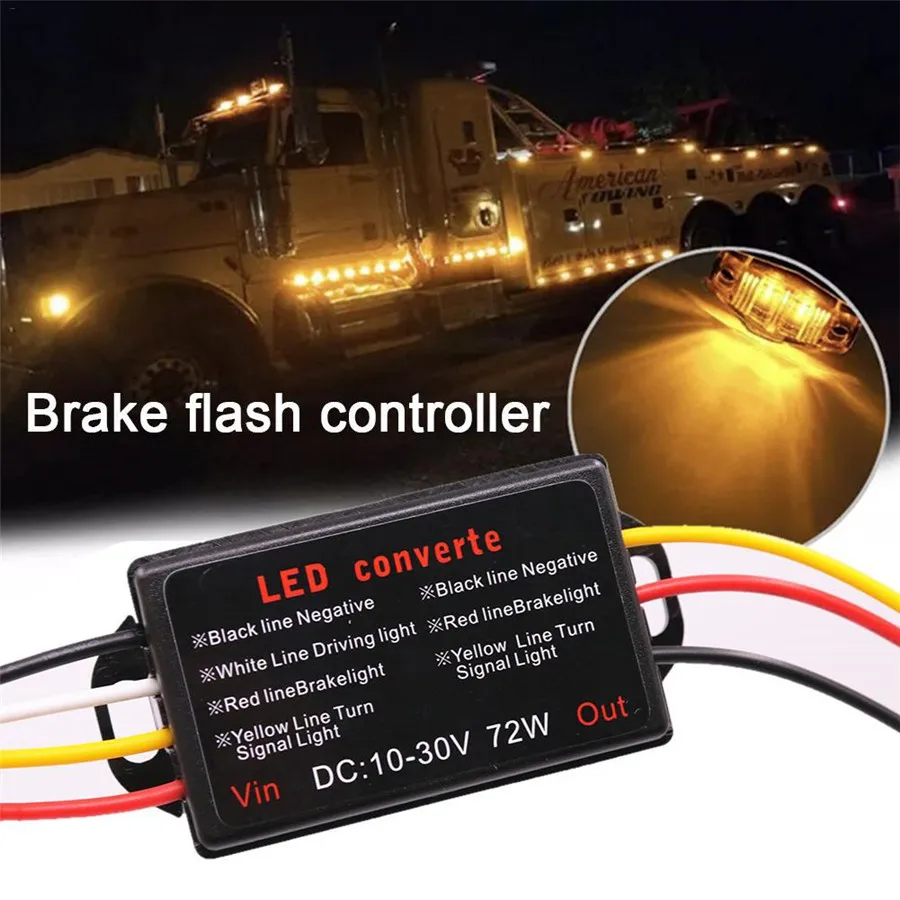 2 pcs 10-30V Universal Car Flash Strobe Controller Flasher Module Adapter for LED Side Marker Brake Light