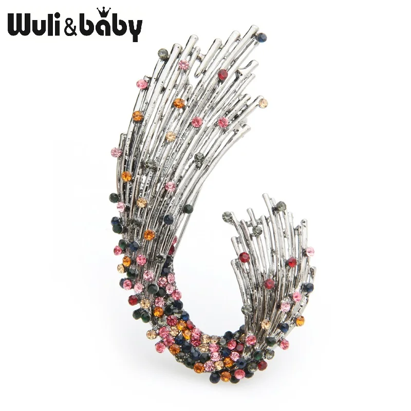 Wuli&baby Multicolor Rhinestone Geometric shape Brooches Women Weddings Brooch Pins Gifts