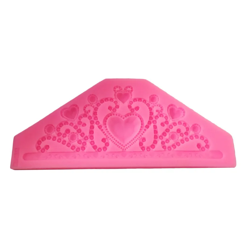 2PCS Big and Small Love Crown Lace Mold Sugar Silicone Mold Cake Lace Decoration Tool Baking Accessories