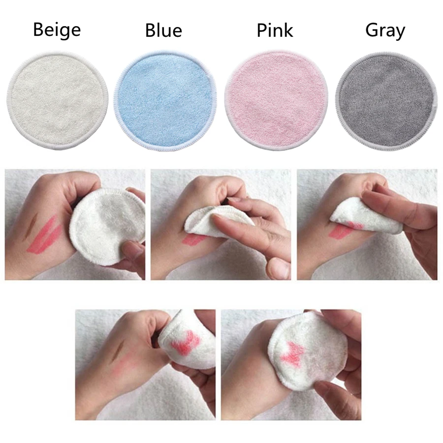 Reusable Bamboo Makeup Remover Pads towel 12pcs Washable Rounds Cleansing Facial Cotton Make Up Removal Pads Tool