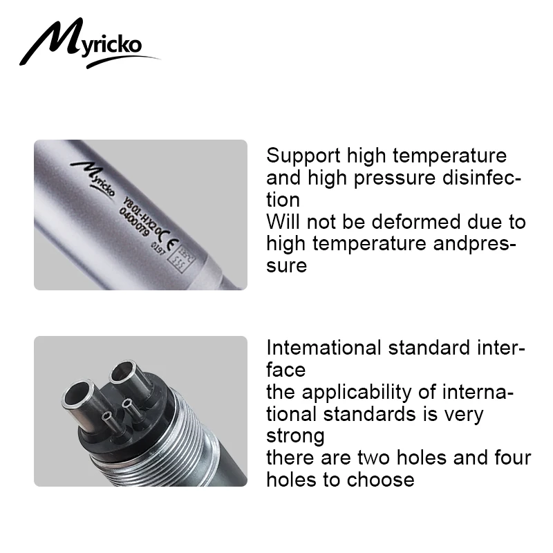 Myricko  Dental  LED Handpiece Integrate E-generator High Speed Ceramic Bearing Standard Head Push Button 3 Water Spray Turbine