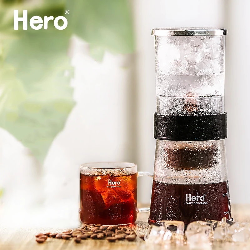 

HA3355 Hero Drip Coffee Pot Maker Pour Over Coffee Pot Household Cold Brew 400ML Cold Tea Machine Glass Teapot Maker