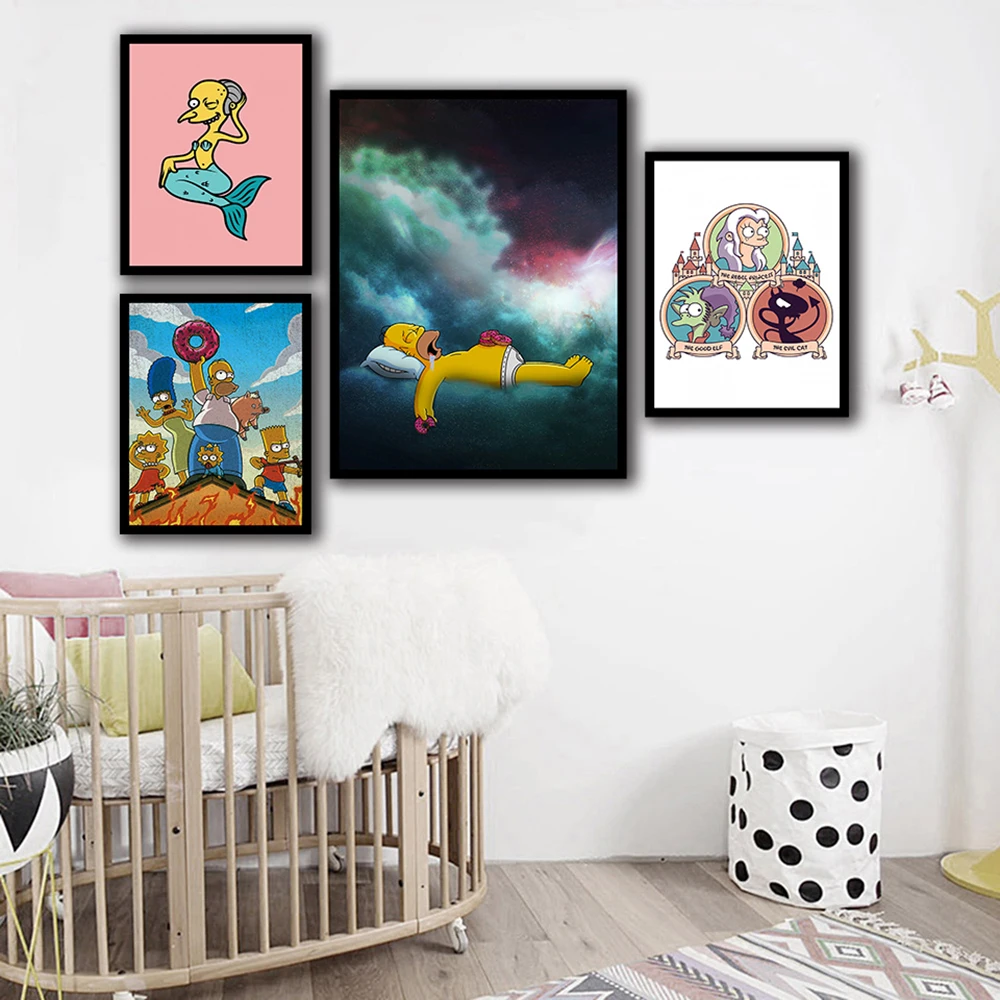 Canvas Wall Art Home Decoratieve Hd Gedrukt De Simpsons Geanimeerde Sitcom Posters Schilderen Moderne Modulaire Foto Voor Woonka