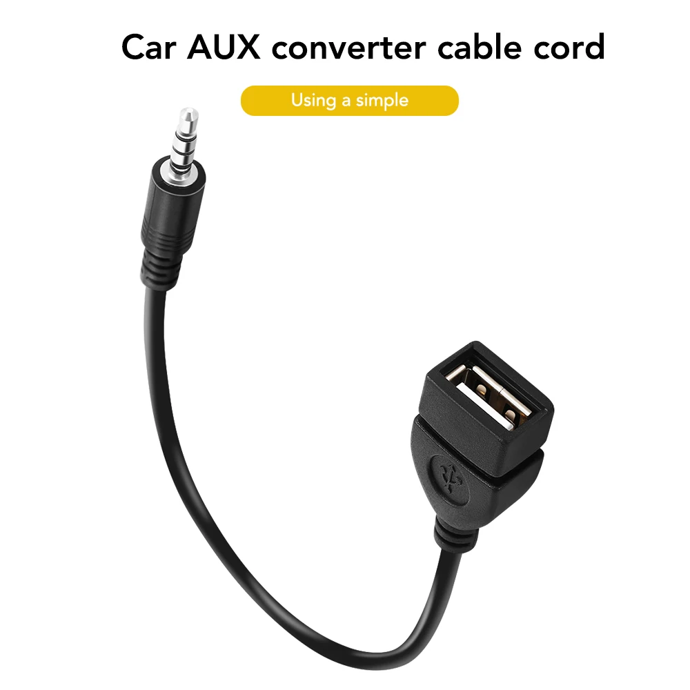 2PCS3.5MM To USB Adapter Car Audio Aux Cables Jack Male Converter Charge Charging OTG Car Audio U Disk Connection For GPS CD DVD
