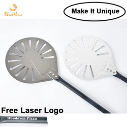 PizzAtHome Detachable Laser Logo Long Handle 9 Inch Perforated Pizza Turning Peel Pizza Shovel Aluminum Pizza Peel Pizza Tool