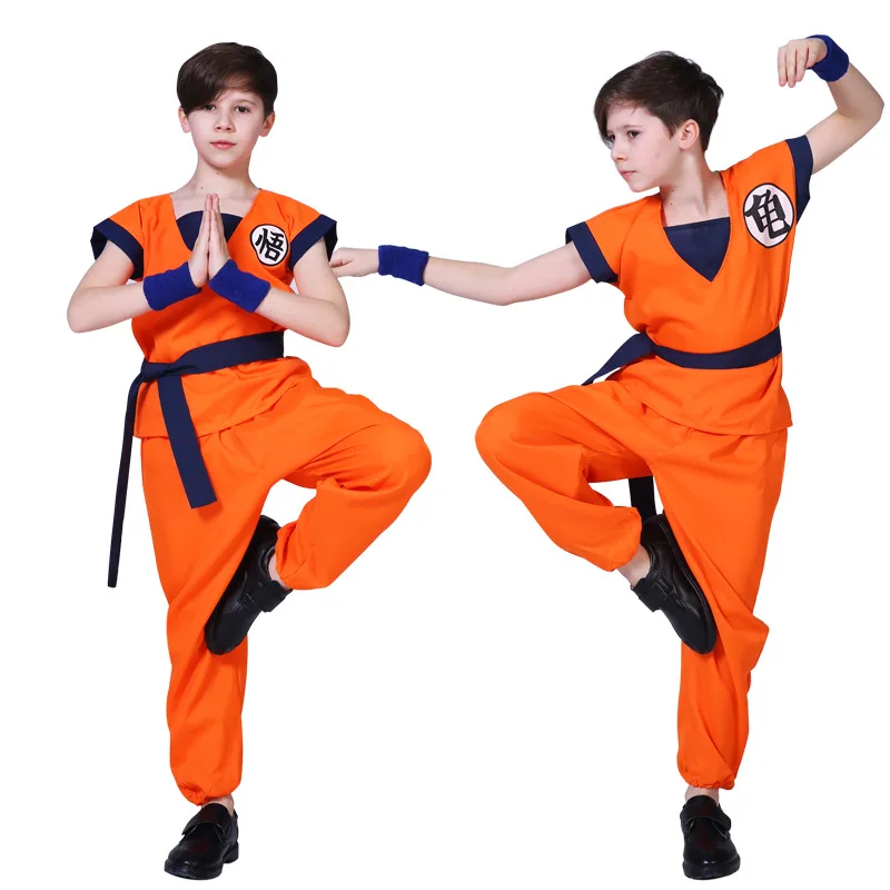 Carnival Son Goku Carnival Anime Cosplay Costumes Top/Pant/Belt/Tail/Wrister/Wig For Adult Kids