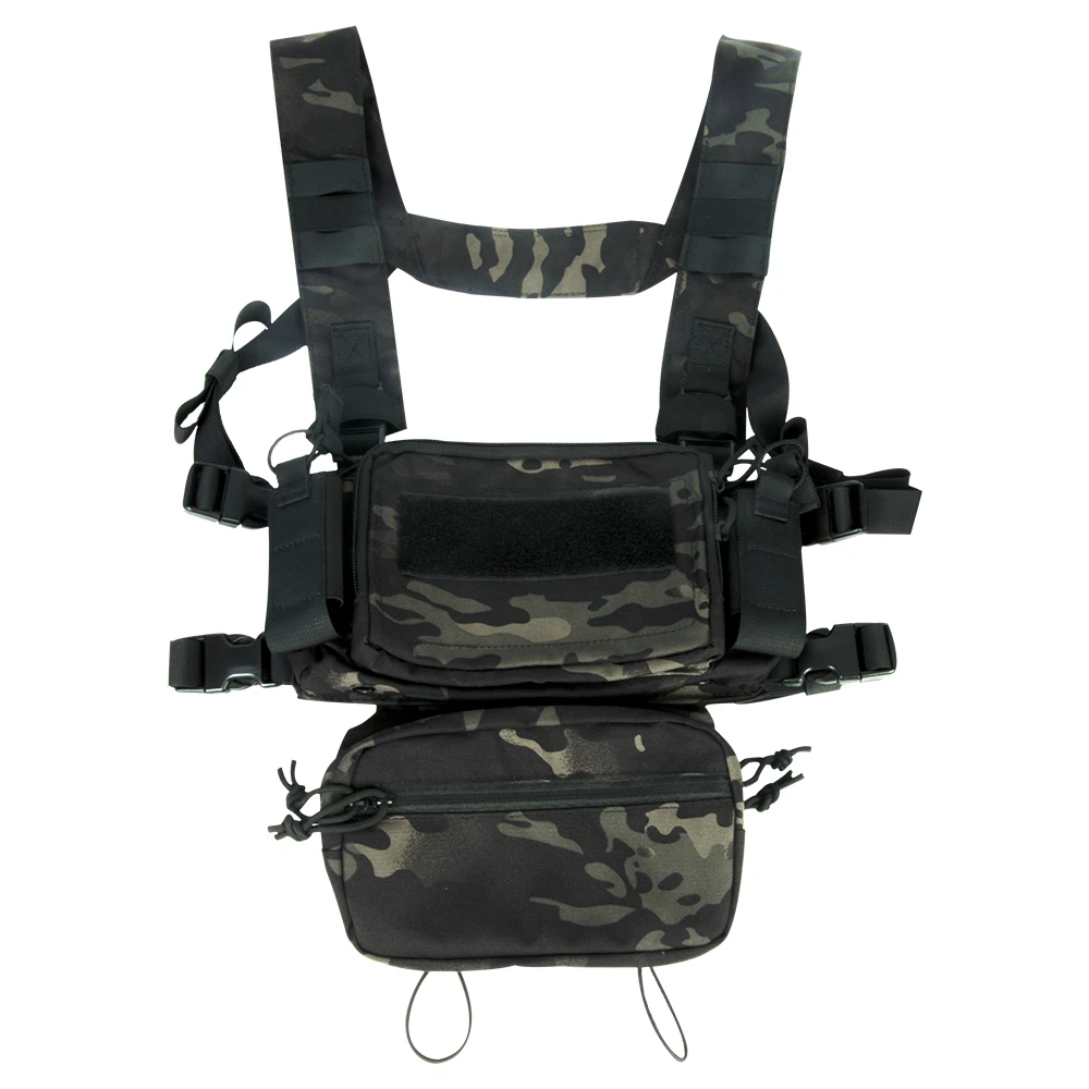 Micro D3 Tactical Vest Chest Rig CRM H Harness With Drop Down Pouch M4 Mag Insert Flatback Integratable Airsoft Accessories