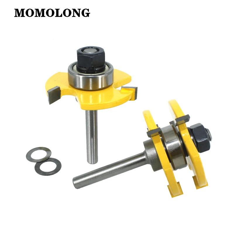 2pcs/lot  1/4 Shank Tongue&Groove Joint Assemble Router Bits T-Slot Milling Cutter for Wood Woodwork Cutting Tools