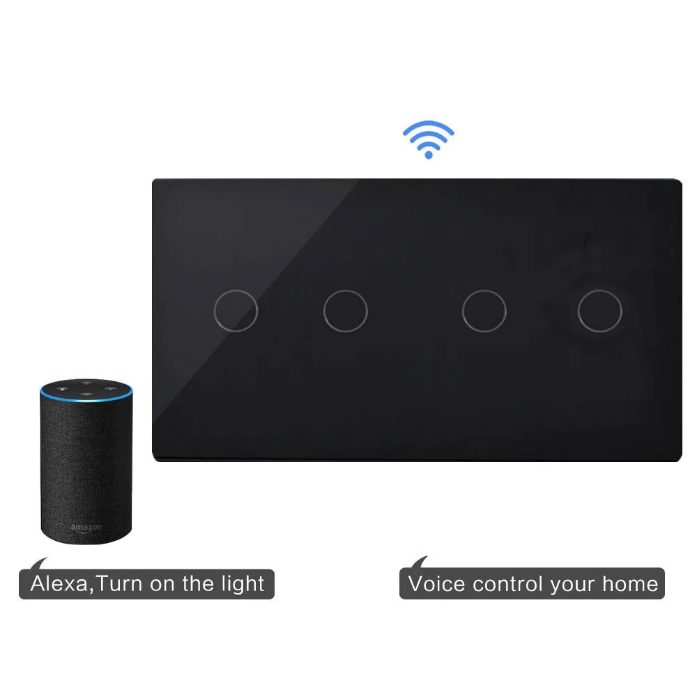 Imagem -03 - Bingoelec Padrão da ue Vida Inteligente Gang Maneira com Gang Vias Interruptor Wi-fi Painel de Vidro Toque Interruptor de Luz para a Casa do Google Alexa