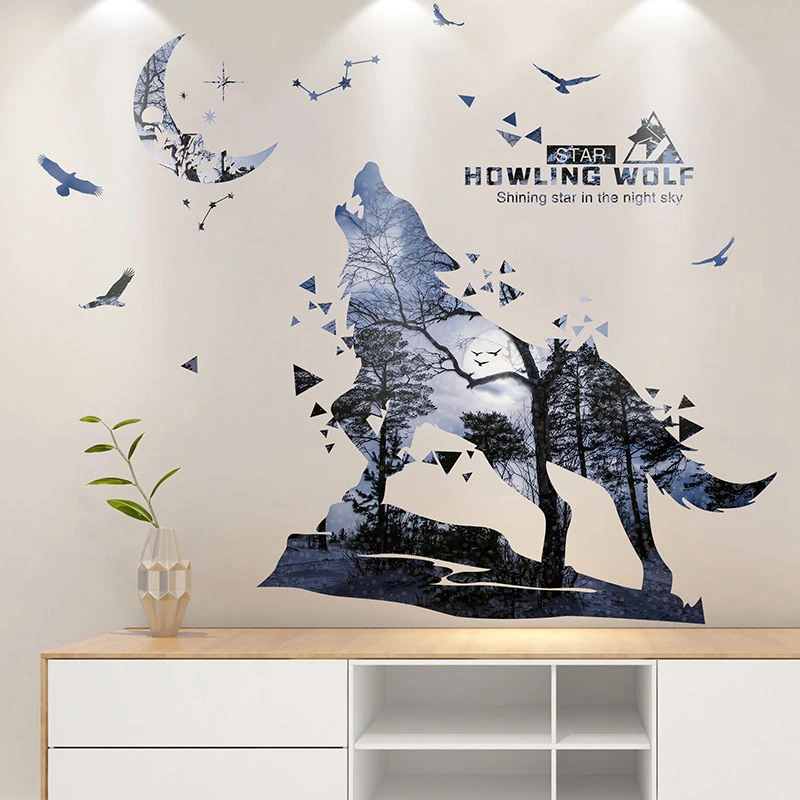 Office Decoration Wall Stickers Creative Wolf Animals Home Living Room Bedroom Wall Decor Self Adhesive Vinyl Sticker Wallpapers