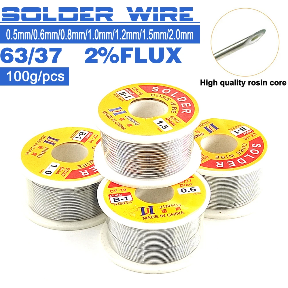 100g No Clean Rosin Core Solder Tin Wire Reel with 2% Flux and Low Melting Point for Electric Soldering Iron Desoldering