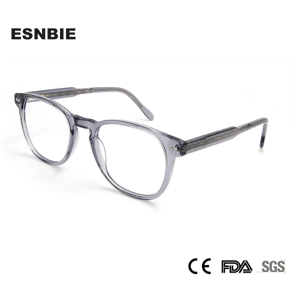 Acetate Transparent Eye Glasses For Women Mens Vintage Big Round Gray Clear Eyeglasses Frame For Men Optical Eyewear oculos