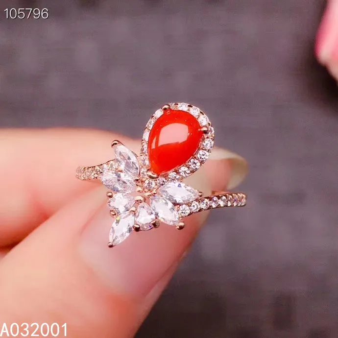 

KJJEAXCMY fine jewelry natural red coral 925 sterling silver new women gemstone ring support test elegant