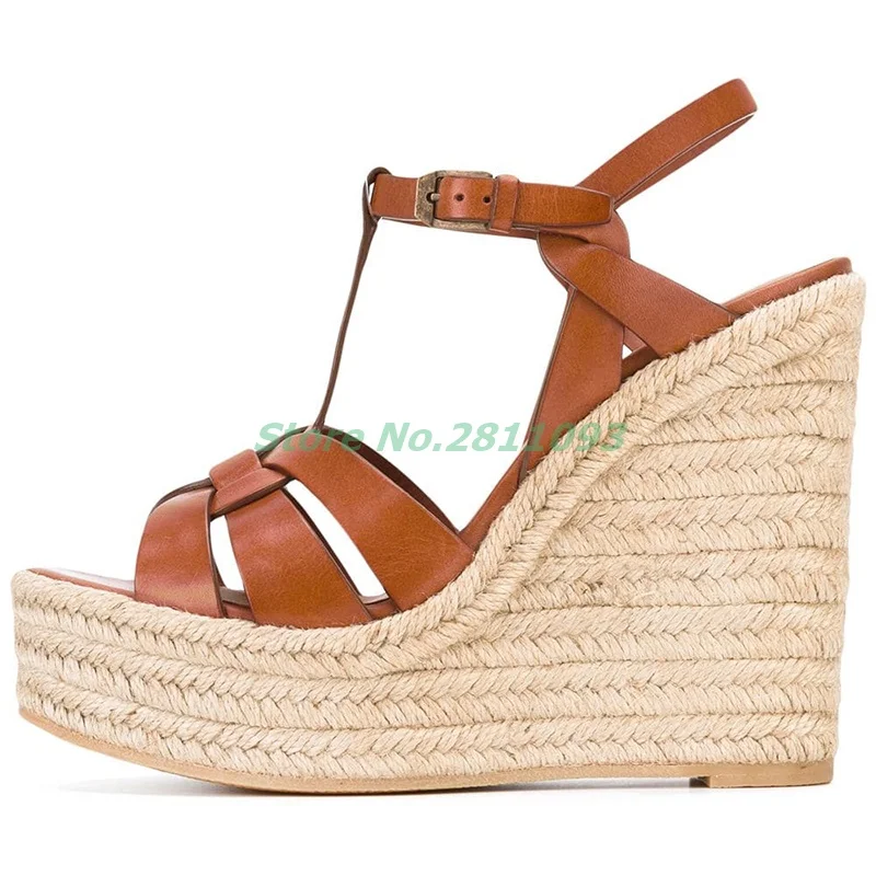 Weave Wedges Sandals Women Shoes Platform High Heel Sandal White Rope Heels Black Ladies Summer Shoe 2020 Casual Open Toe Shoes