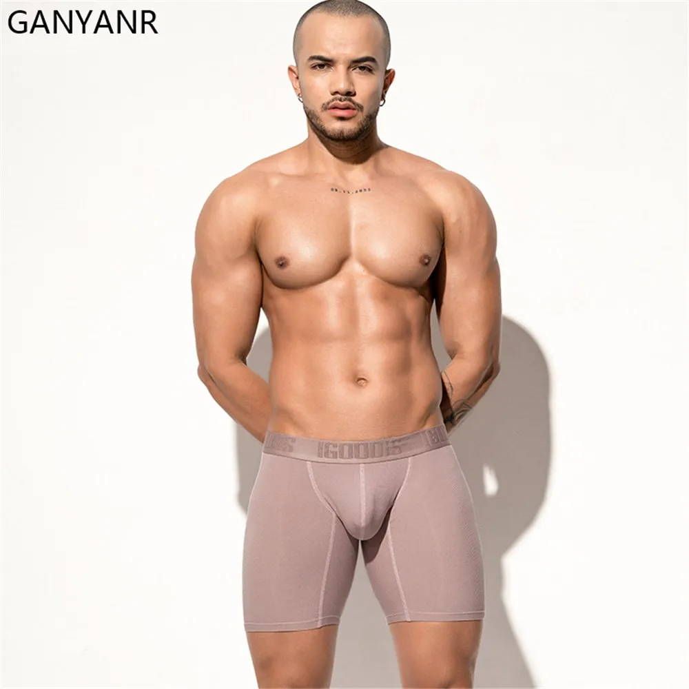 GANYANR Running Tights Men Gym Sportswear Compression Shorts Leggings Fitness Sport Basketball Sexy Yoga Training Workout Pouch