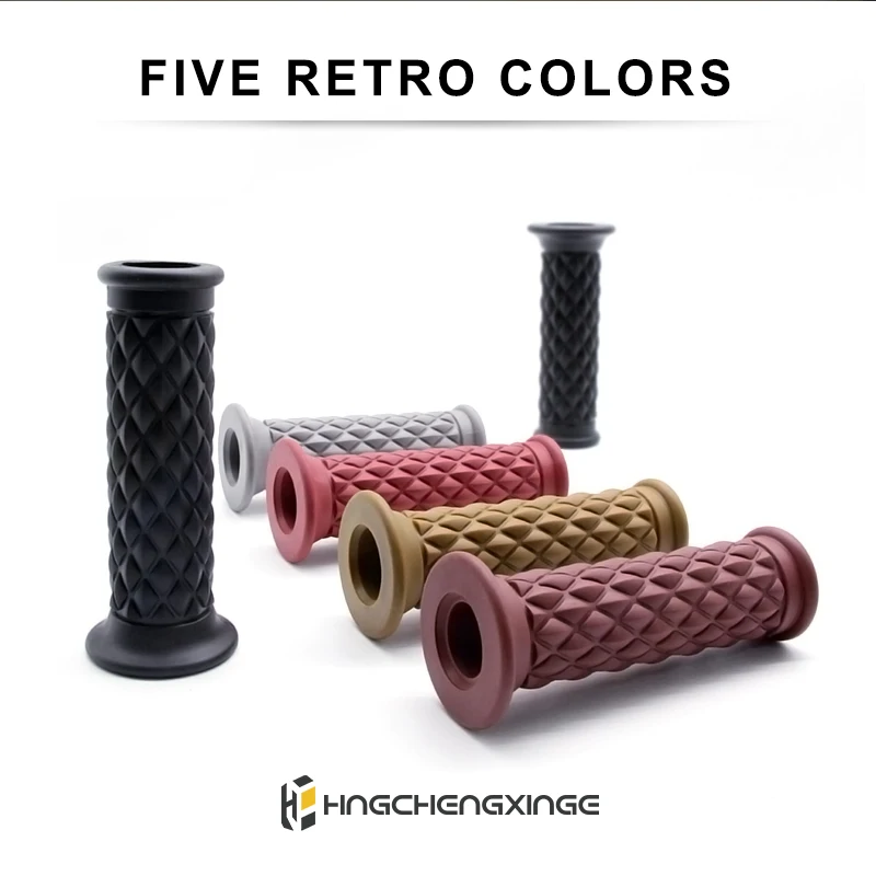 Retro Rubber Motorcycle Handlebar Grips 7/8