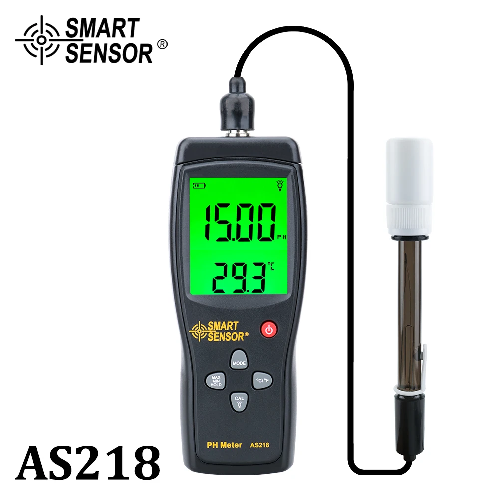 Medidor de ph Digital Medidor ph Testador Smartsensor As218 0.00 14.14.00ph Umidade Instrumento Medição Água ph Acidez Medidor
