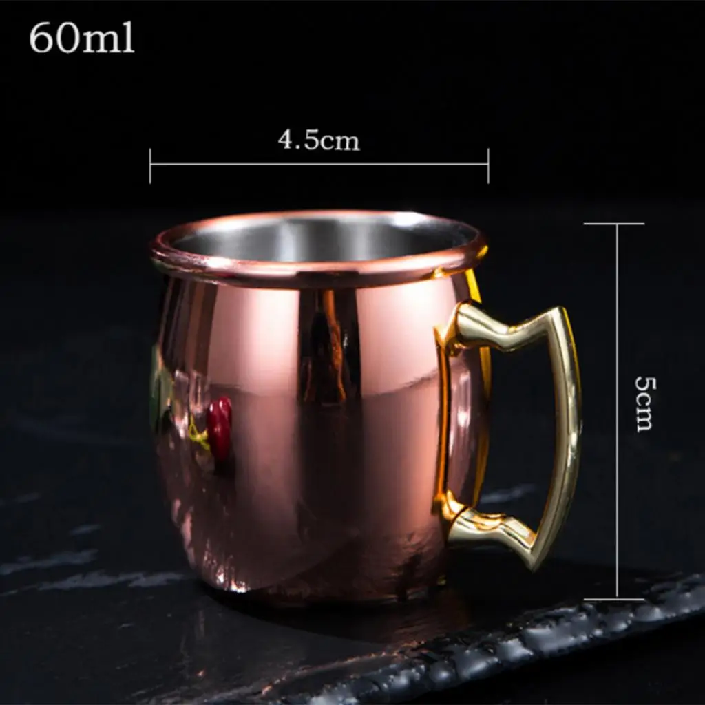 Moscow Mule Copper Mugs - Solid Copper Handcrafted Copper Mug Cups for Moscow Mule Cocktail - 60ml - 2-Ounce, Rose Gold