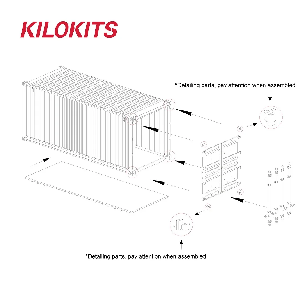 1/35 Scale 4-Set 20ft Container Model Kits Military Sand Color Army Green Hobby Craft Railway Loads