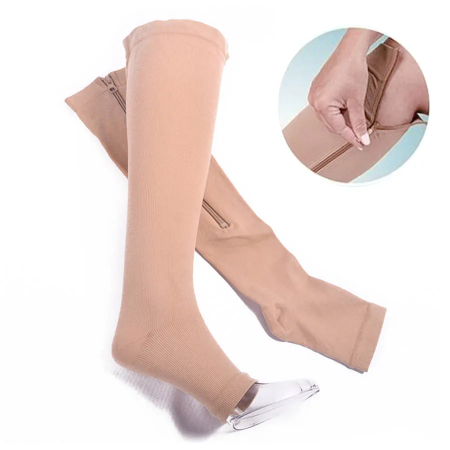 Compression Anti-Varicose Socks Zipper Slim Beauty Leg Shapper Burn Fat Zipper Support Socks Prevent Varicose Veins Health Care