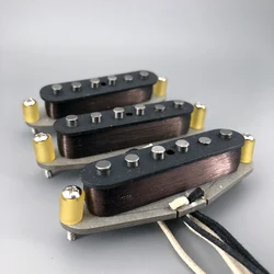 Artfit Electric Guitar Pickups Vintage 65 Alnico V Single Coil Wax Wires Grey Bottom Plate N/M/B one set