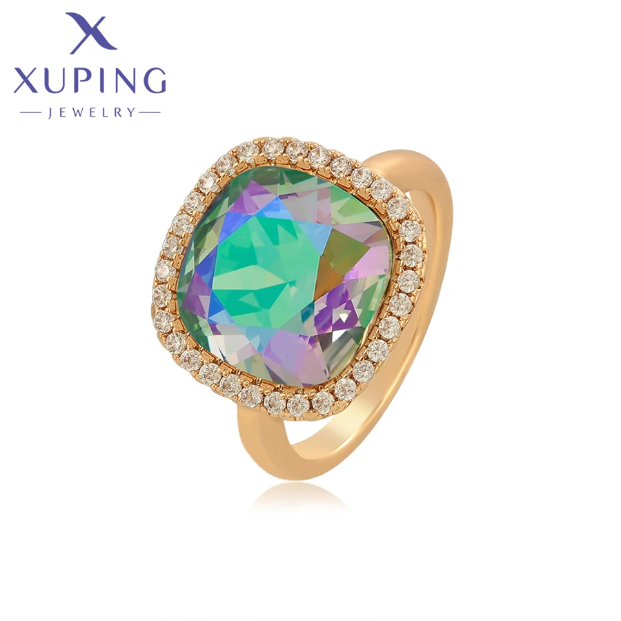 Xuping Jewelry Square Trendy Popular Square Shaped Luxury Crytals Rings Women Party Gift 000000345