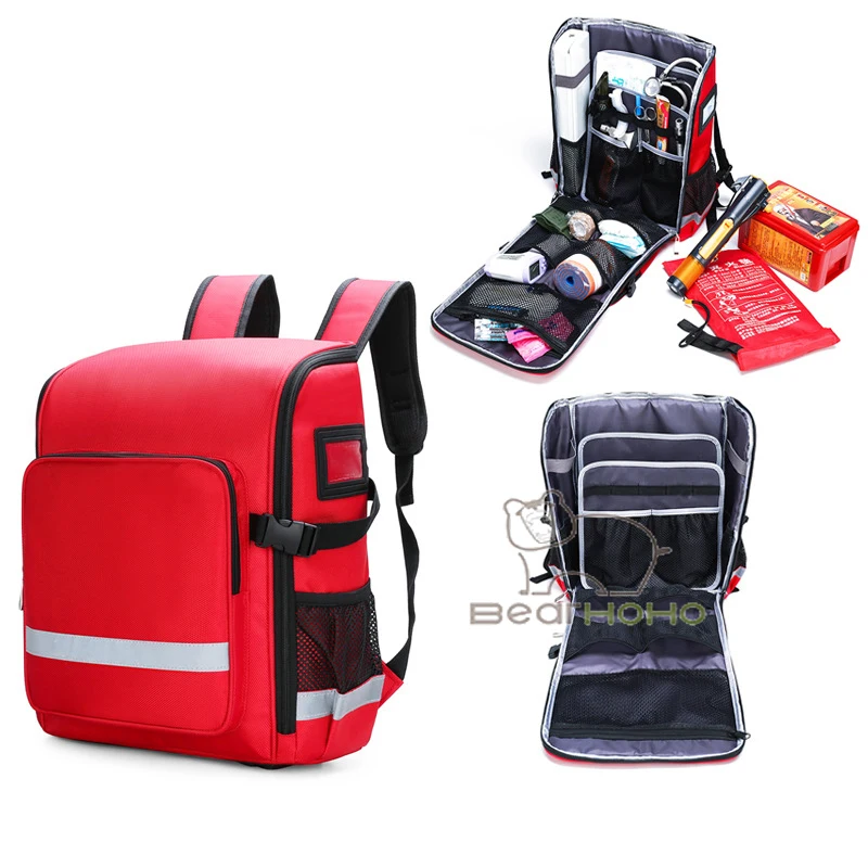 Home Empty First Aid Kit Waterproof Flame-retardant Rescue Medical Kit Large Capacity Flood Relief Emergency Kit Escape Backpack