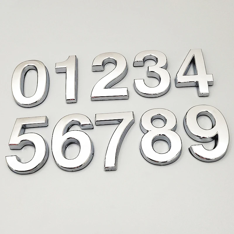 

House Number Letters Sticker Silver Plaque Hotel Door Plate Number Sticker Address Digits Sign ABS Plastic A to Z 5cm Modern 3D