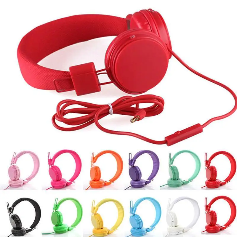 7 Types Cute Candy Color Kids Wired Ear Headphones Coaxial Extender Stylish Headband Earphones for IPad Tablet Smart Phones