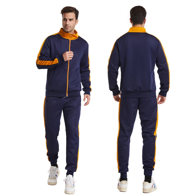 

Tracksuits Men Polyester Sweatshirt Sporting Gyms Spring Jacket+Pants Suits Casual Patchwork Track Sportswear Fitness Clothing