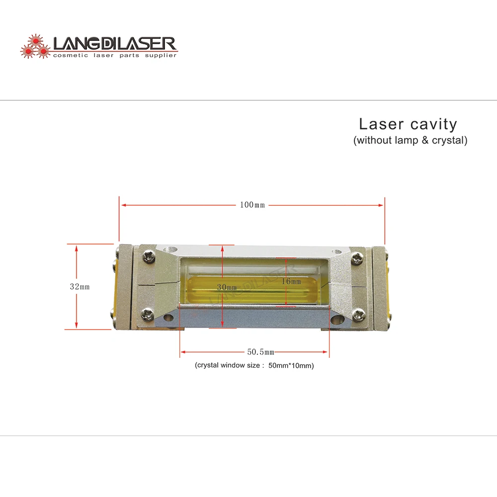 IPL Handpiece Laser Cavity For Diameter 7mm Lamp Pass Through Include Flow Tube - Silver Reflection