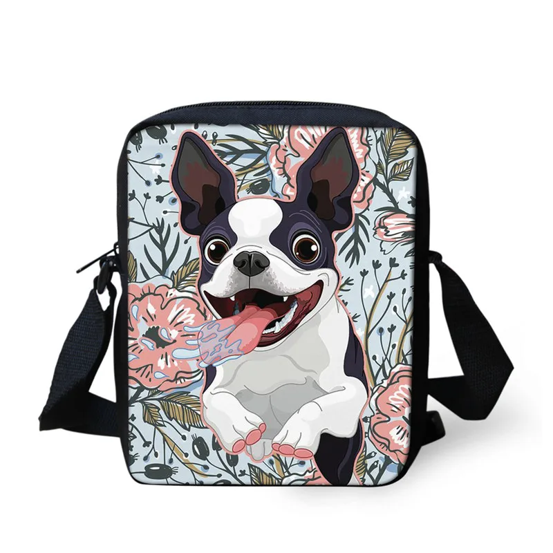 Boston Terrier Girls Woman Messenger Bag Boys Daily Shoulder Bag Pomeranian Print Cross Body Bag Women Lightweight Crossbody Bag