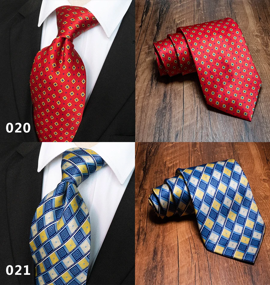 Classic Vintage Mens Tie Handmade 10cm 100% Silk Printed Necktie Geometric Checked Jacquard Ties For Man Business Wedding Gift