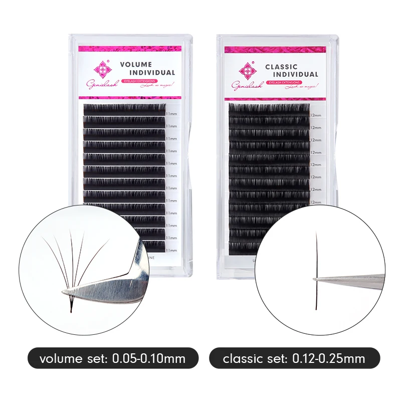 Genielash 4pcs/lot false mink individual eyelash extension for building lashes  premium  professional volume eyelash extension