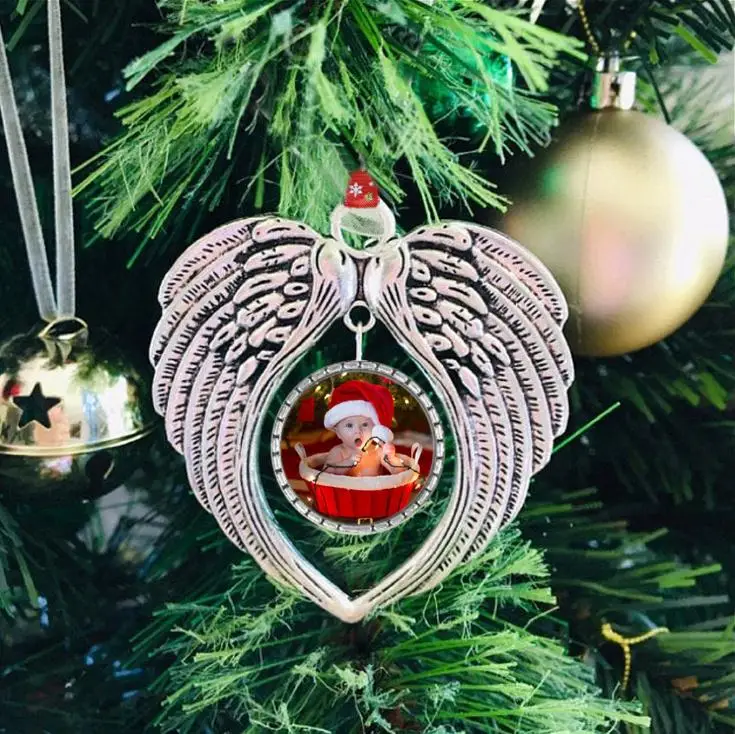 sublimation christmas ornament decorations angel wings shape blank Add your own image and background NEW SN3427