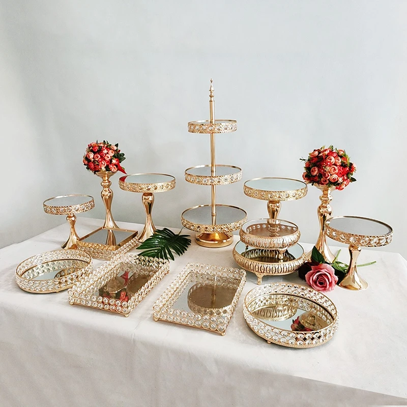 

3pcs-14pcs/lo Gold Antique Metal Cake Stand, Round Cupcake Stands, Wedding Birthday Party Dessert Cupcake Pedestal/Display/Plate